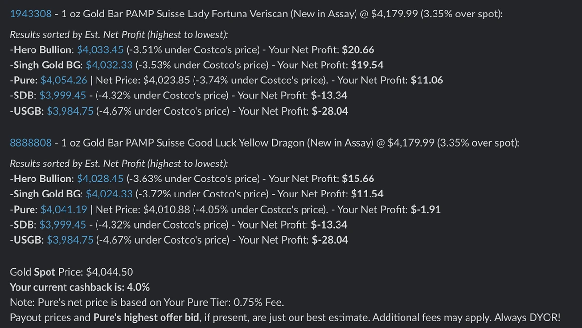 Payout Comparison Results