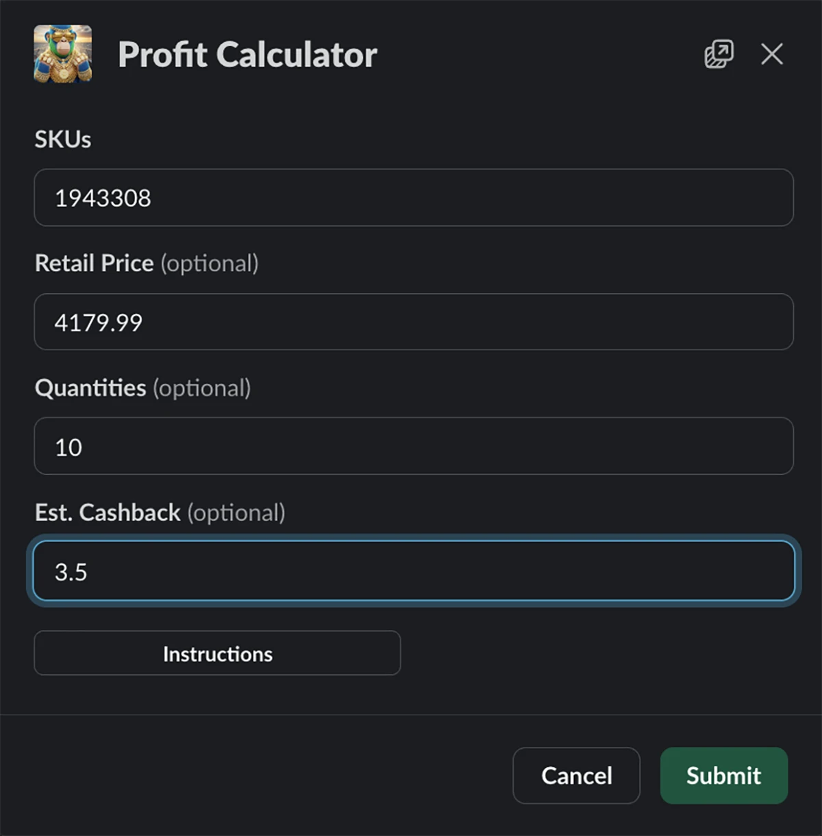 Profit Calculation Results